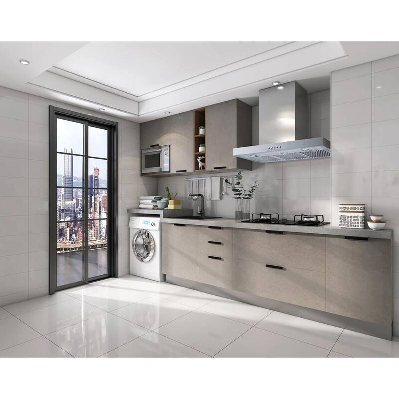 36 in. 350CFM Convertible T-Shape Wall Mount Range Hood in Stainless Steel with Charcoal Filters and LED Lighting F865024