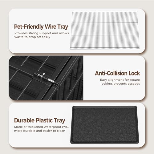 48" 38" Dog Crates with 4 Lockable Wheels, Removable Door and Tray H502723