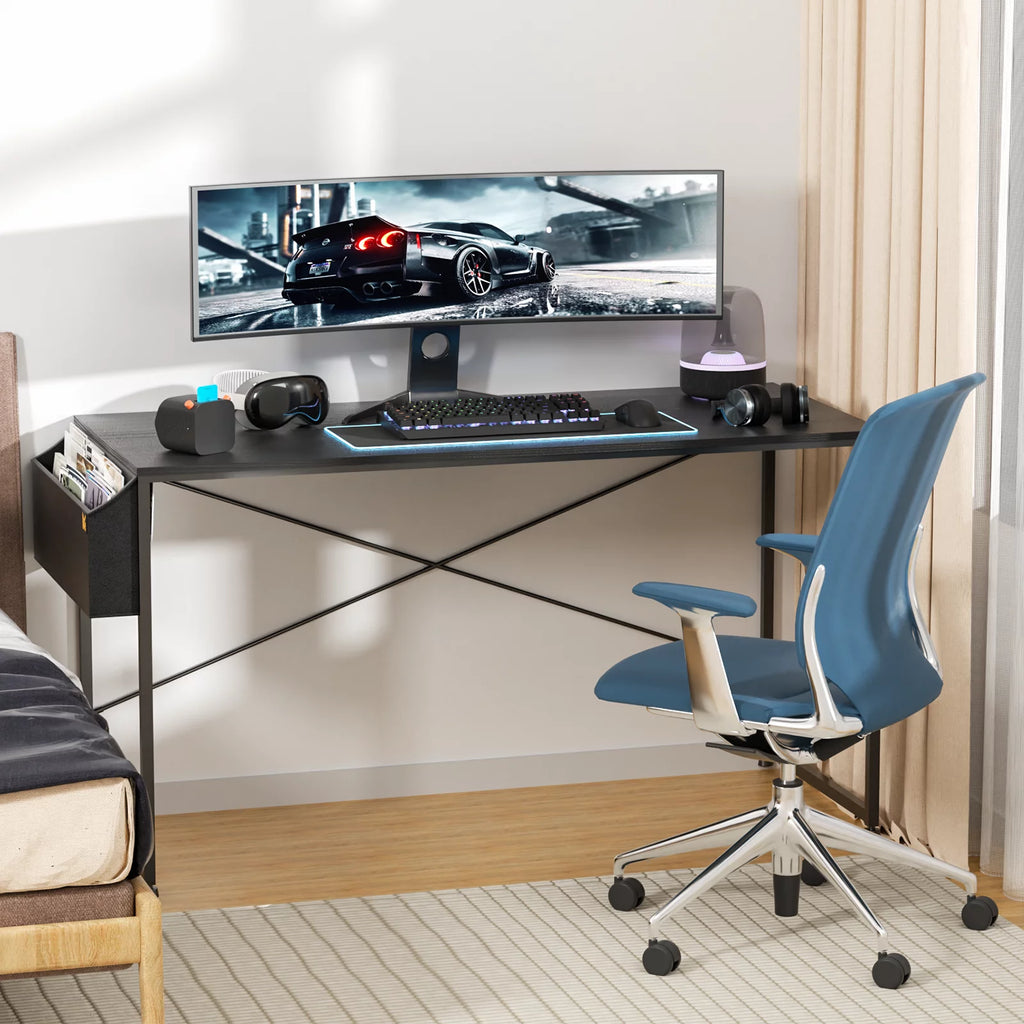 55" Black Computer Desk with Storage Bag T139