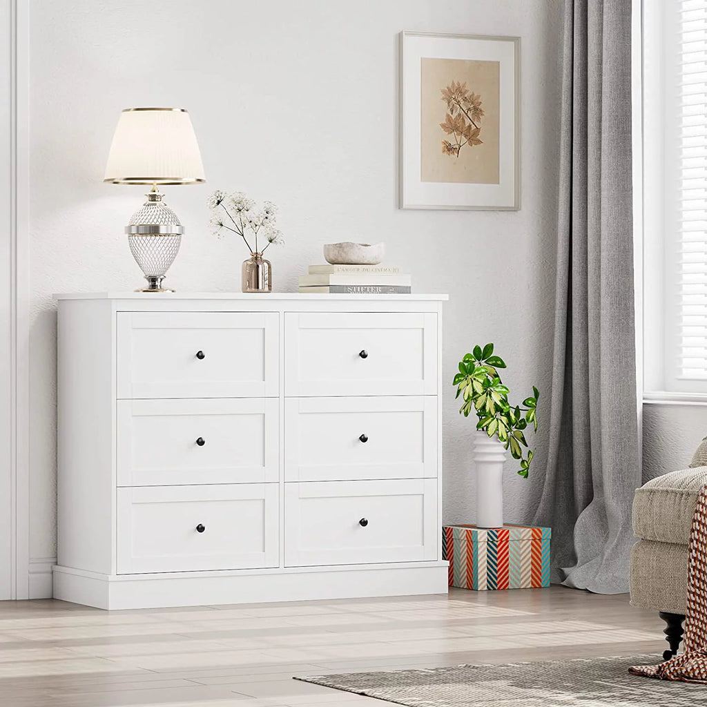 White 6 Drawer Dresser E174