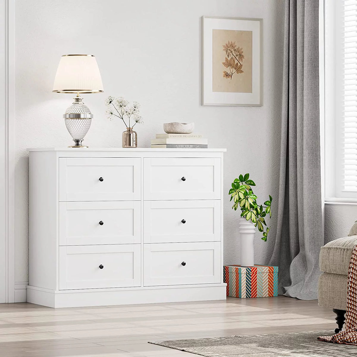 White 6 Drawer Dresser E174