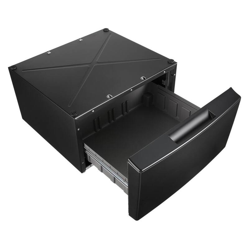 Black Laundry Pedestal with Storage Drawer M158586
