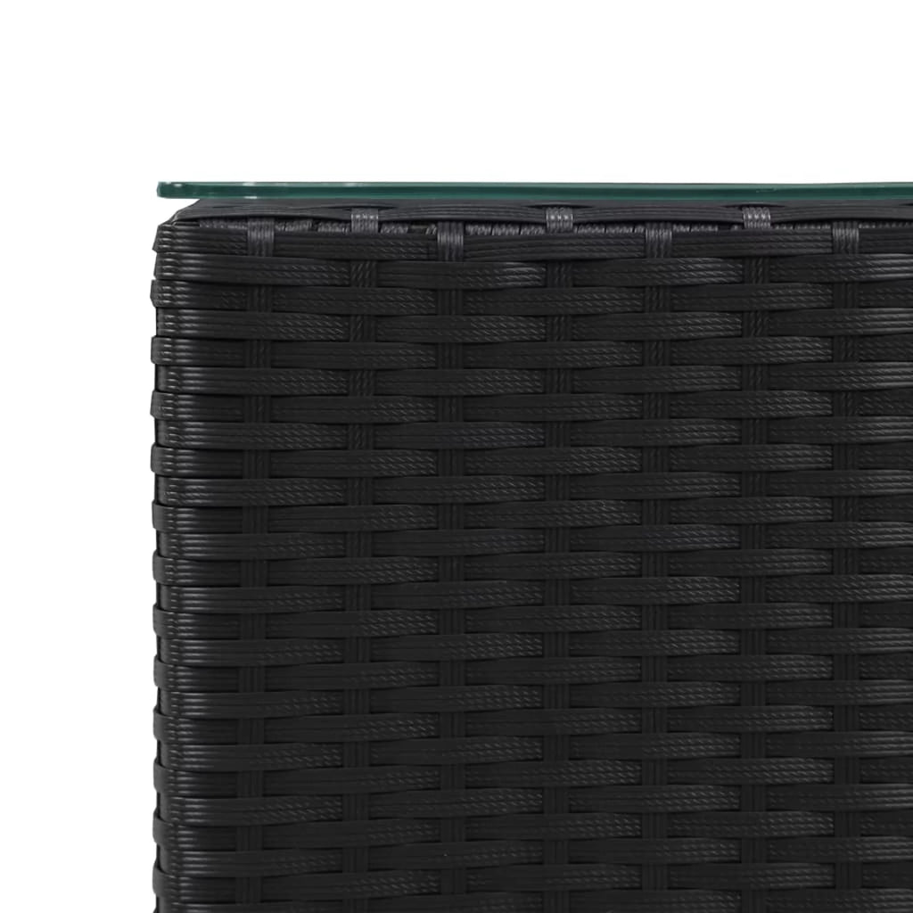 Black Glass Poly Rattan Side Table Z7500