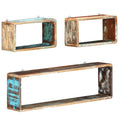 3 Piece Solid Reclaimed Wood Wall Cube Shelf Set G2348