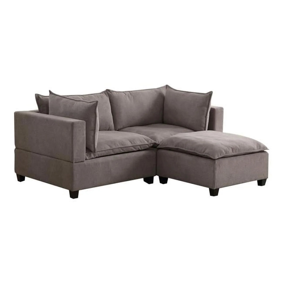 Gray Sectional Arm Loveseat & Ottoman Set F764613