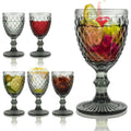 Smoke Gray Diamond Pattern Wine Glass Set of 6 U737642