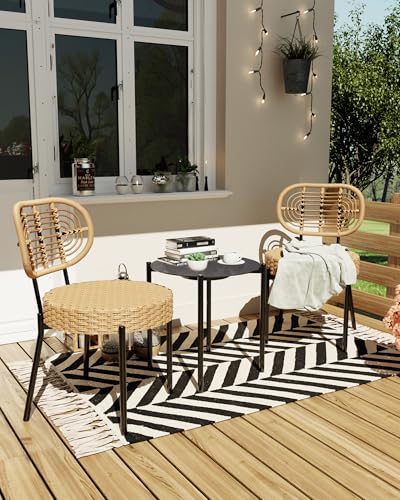 3 Piece Wicker Patio Bistro Furniture Set C72329