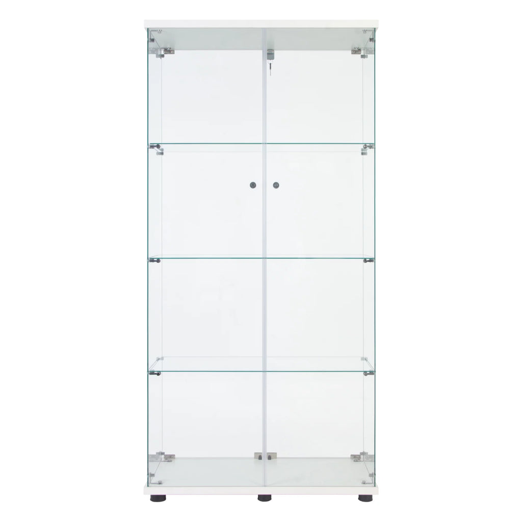 White Two Door Glass Cabinet with 4 Shelves U12612