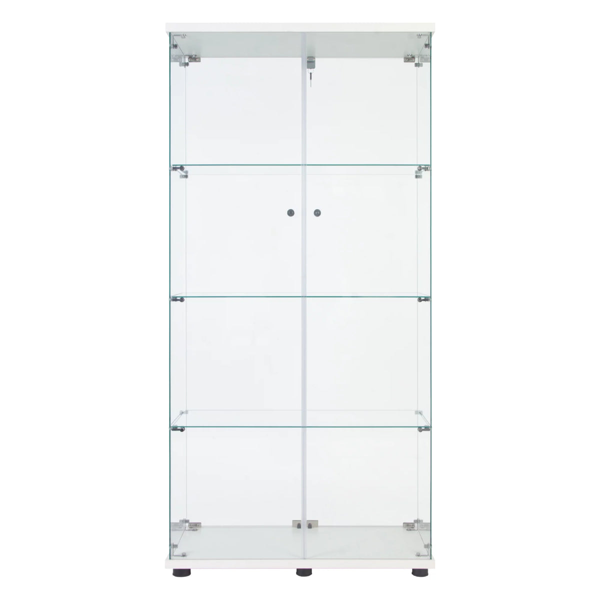 White Two Door Glass Cabinet with 4 Shelves U12612