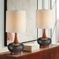Set of 2 Brown Ceramic Table Lamps P745