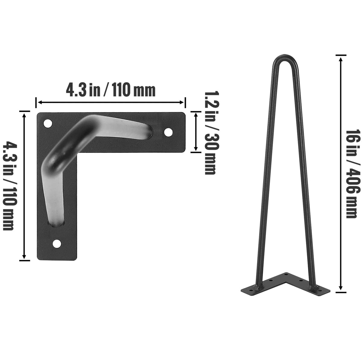 16" Solid Metal Heavy Duty Furniture Legs R238913