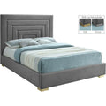 Gray Velvet Queen Bed L5134