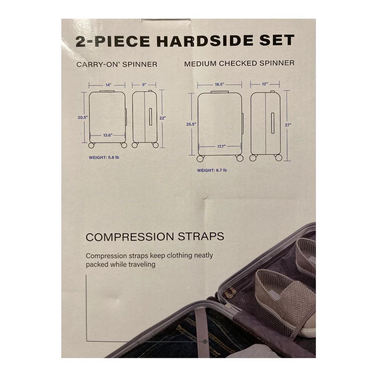 Hardside Spinner Luggage 2 Piece Set Silver K53237