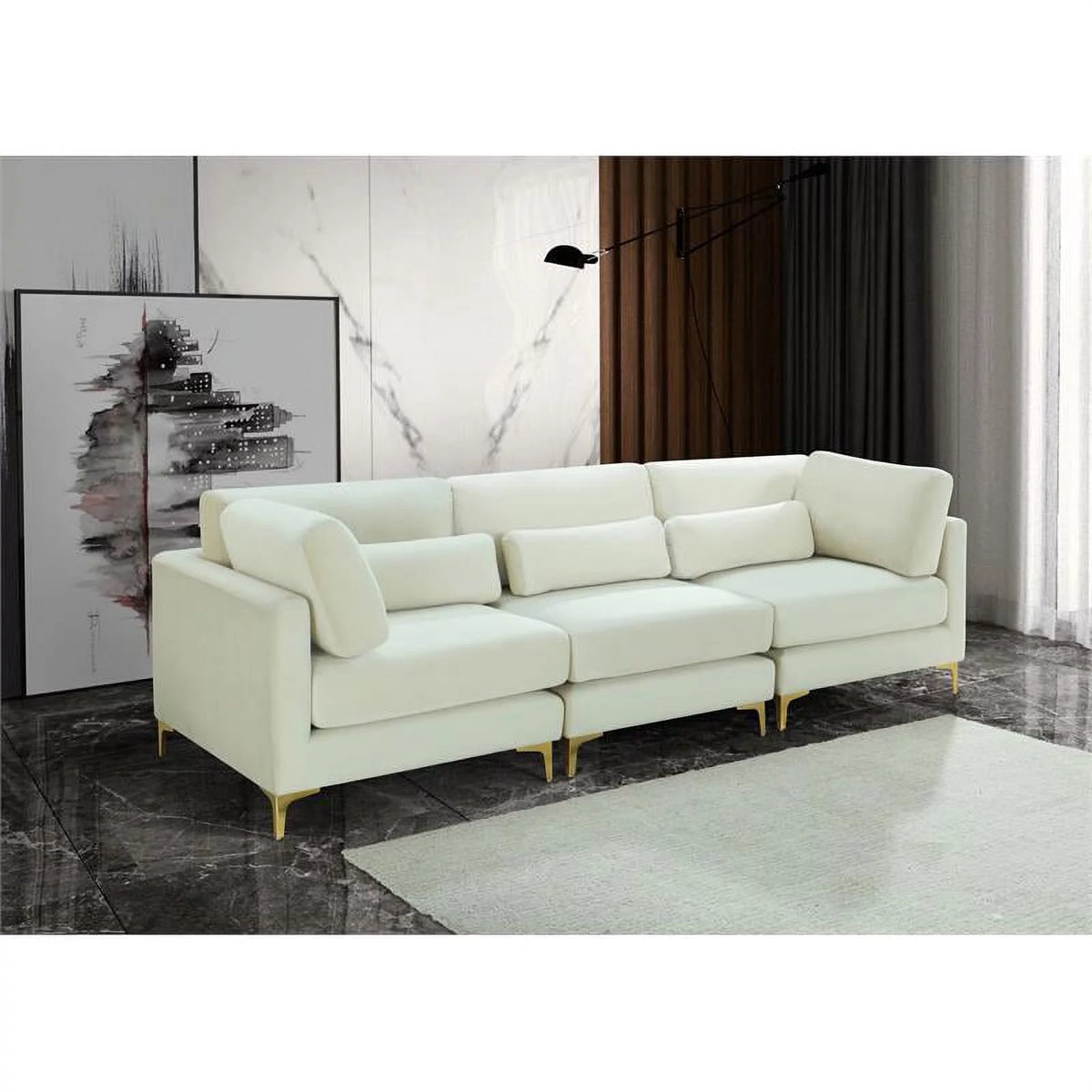 Cream Velvet Modular Sofa Y7775