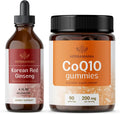 Korean Red Ginseng and CoQ10 Kit - 4 Fl Oz Tincture & Gummies - Vegan Non-GMO 2 Pack S458