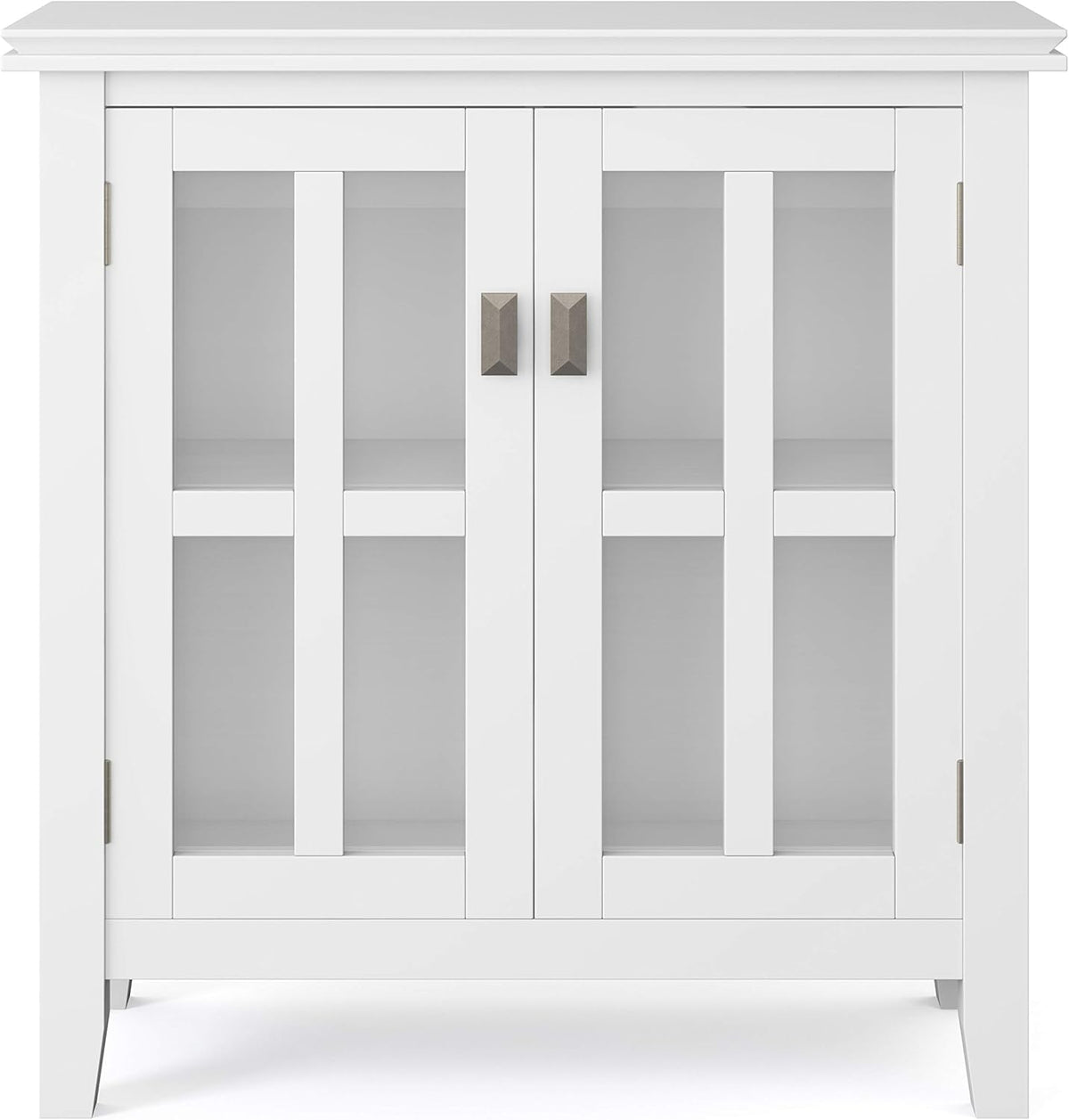 White 30 inch Wide Low Storage Cabinet with 2 Tempered Glass Doors Y401