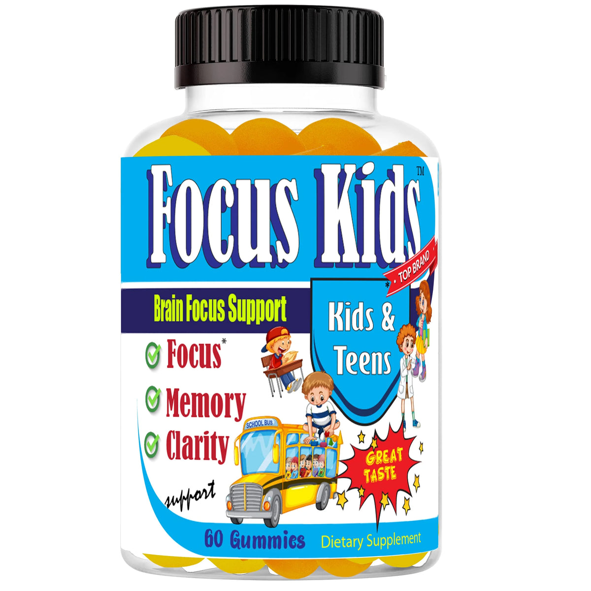 Kids Brain Focus Support Chewable Gummies 60ct F2995