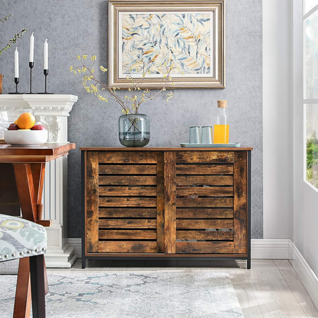 Rustic Brown Sideboard with Sliding Doors U476