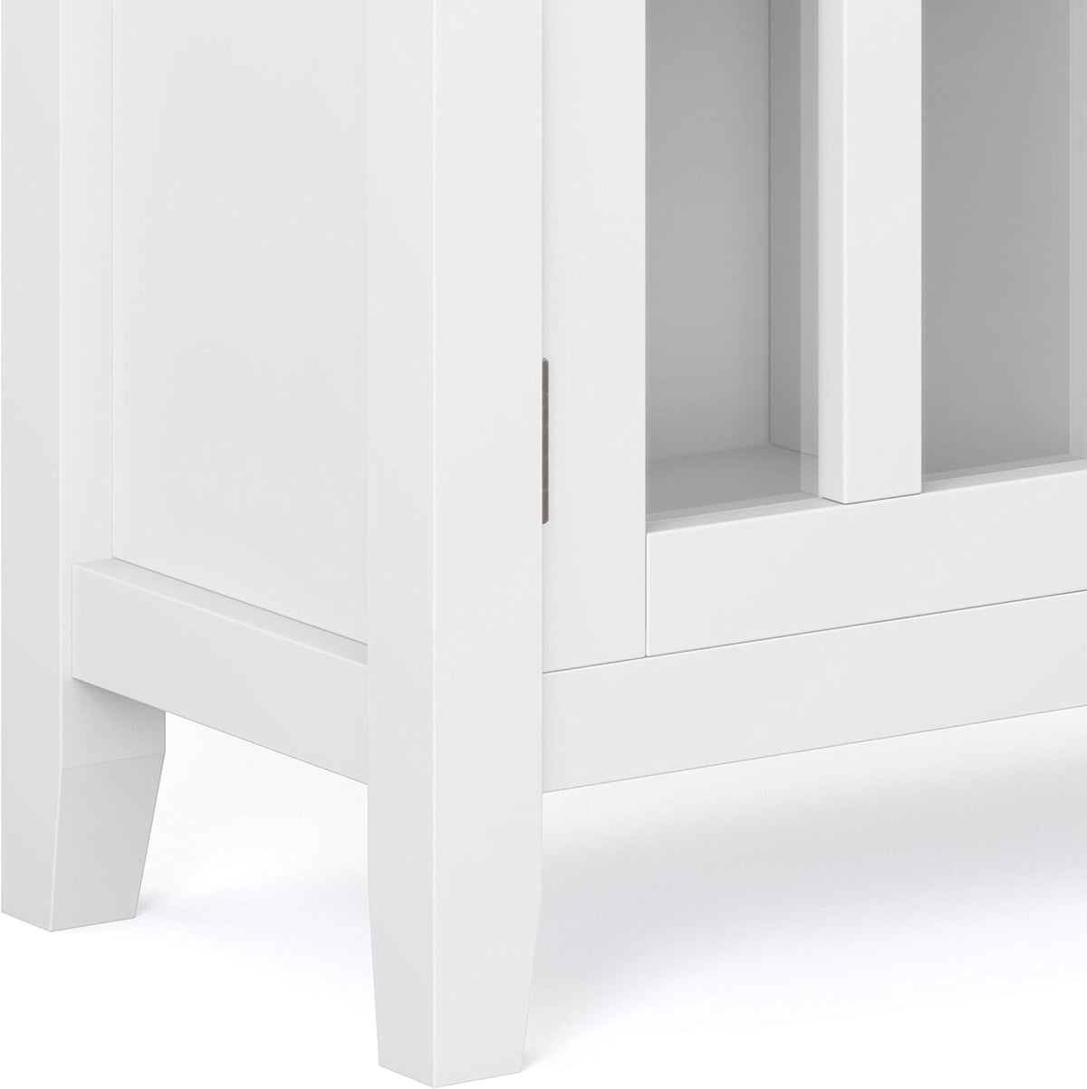 White 30 inch Wide Low Storage Cabinet with 2 Tempered Glass Doors Y401