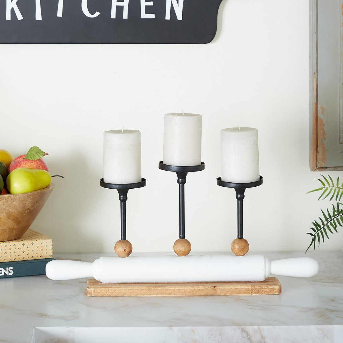 White Iron Candelabra Holds 10 Pillar Candles L381
