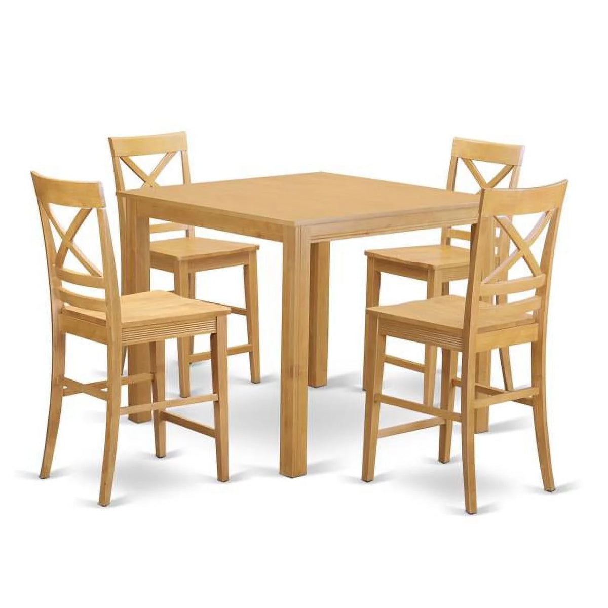 Oak 5 Piece Square Counter Height Pub Set O543