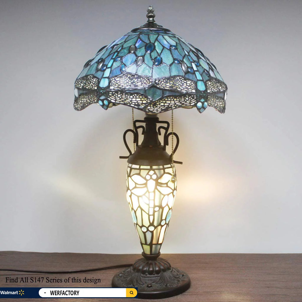 Sea Blue Stained Glass Table Lamp K14931