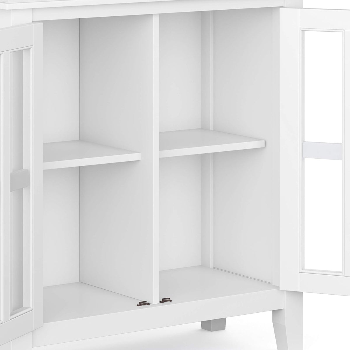White 30 inch Wide Low Storage Cabinet with 2 Tempered Glass Doors Y401