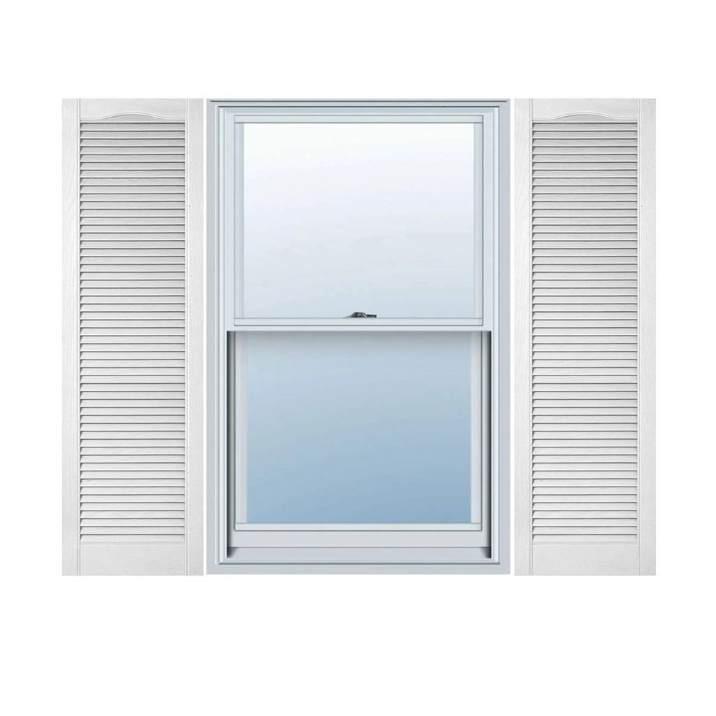 Vinyl Cathedral Top Open Louver Shutters I53559