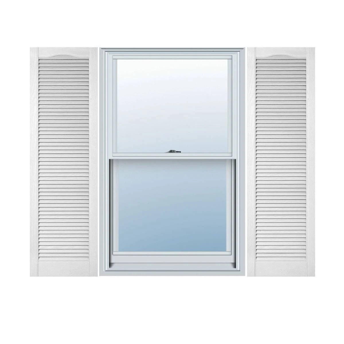 Vinyl Cathedral Top Open Louver Shutters I53559