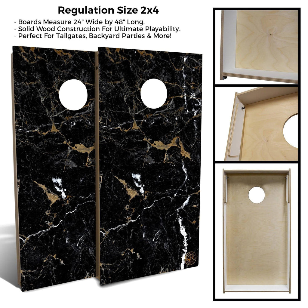 Black Marble Cornhole Set with Carrying Case N5234