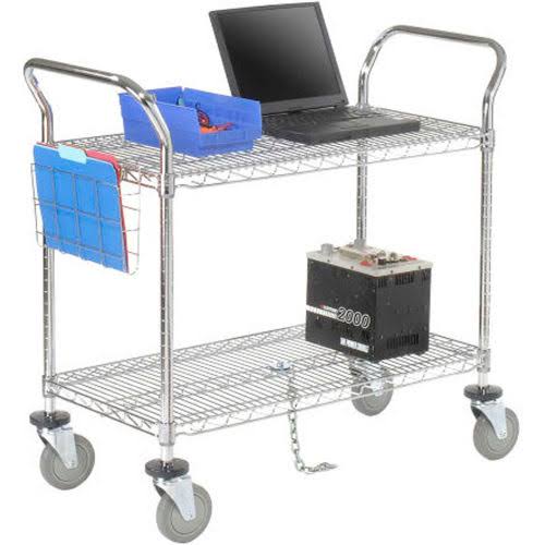 Chrome 2 Shelf Utility Cart with Polyurethane Brake Casters V904