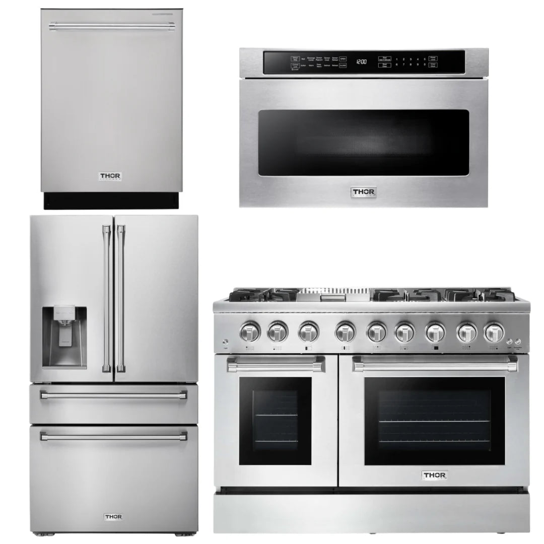 48 Propane Dual Fuel Range, Refrigerator, Dishwasher, Microwave G289920