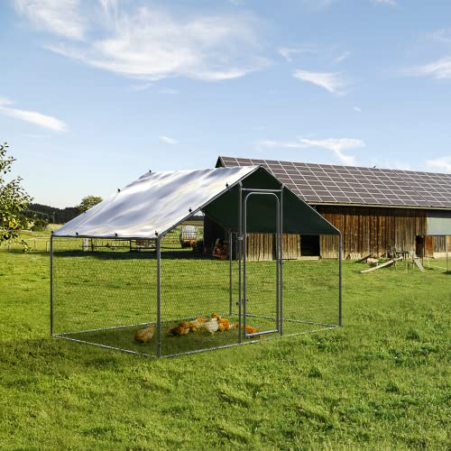 Large Metal Walk-in Chicken Coop with Waterproof Cover W917173