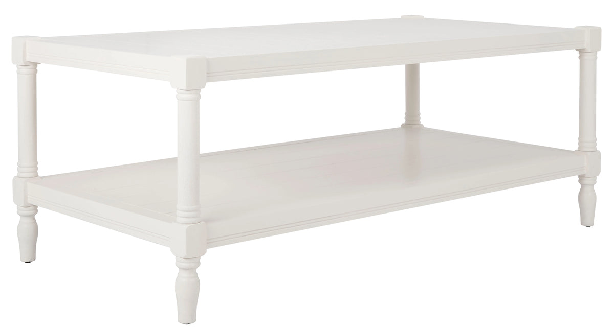 White Coffee Table with Storage Shelf Y1355