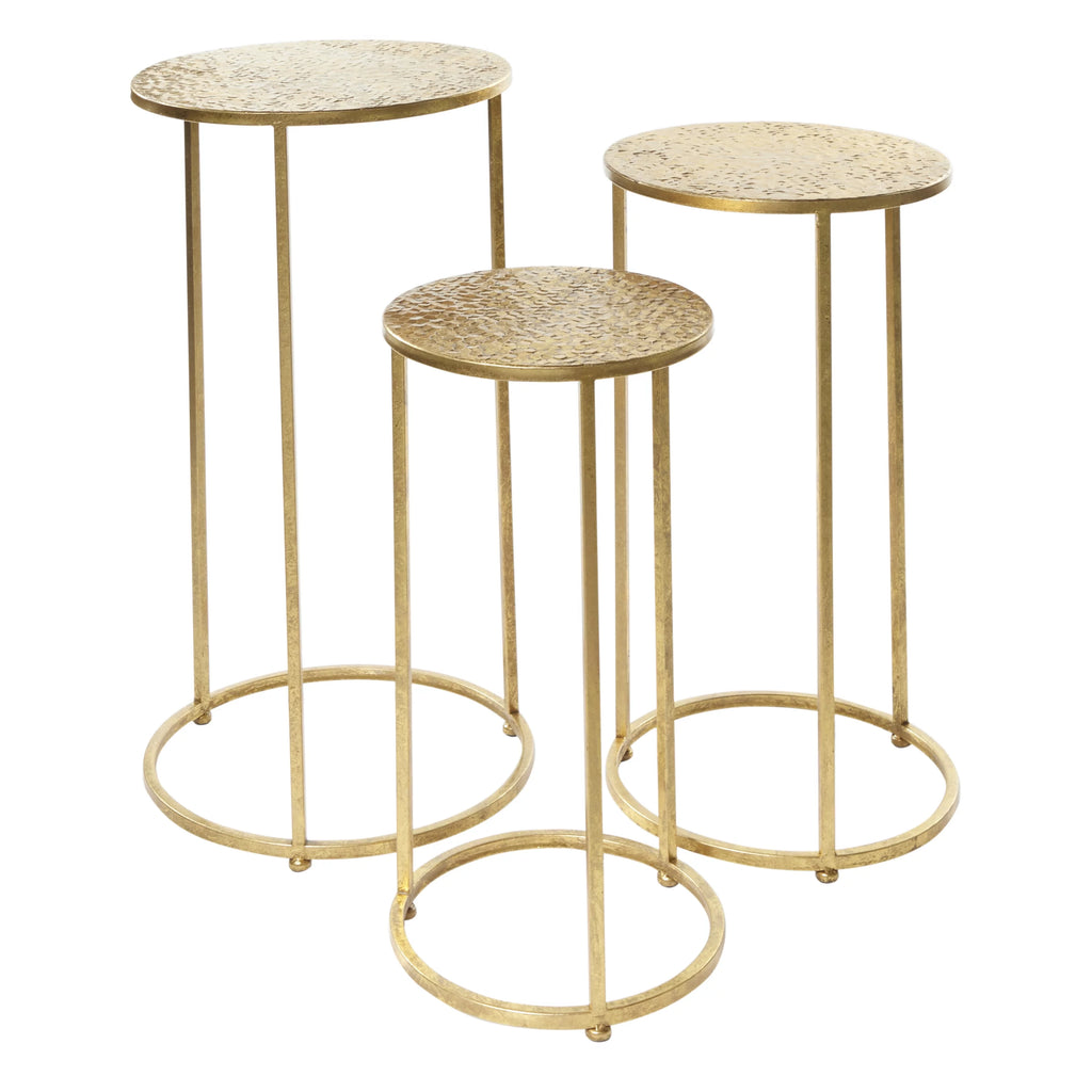 16" x 28" Gold Metal Nesting Accent Table, 3-Pieces W8099