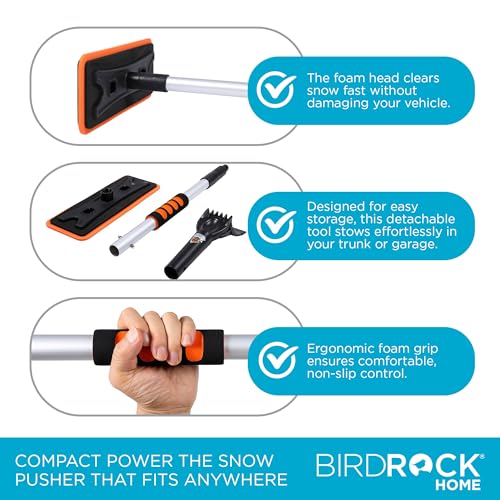 55" Extendable Snow Brush with 14" Foam Head & Detachable Scraper G55554