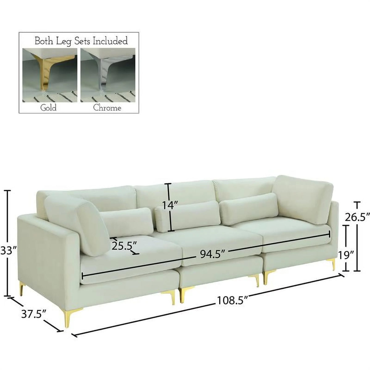 Cream Velvet Modular Sofa Y7775