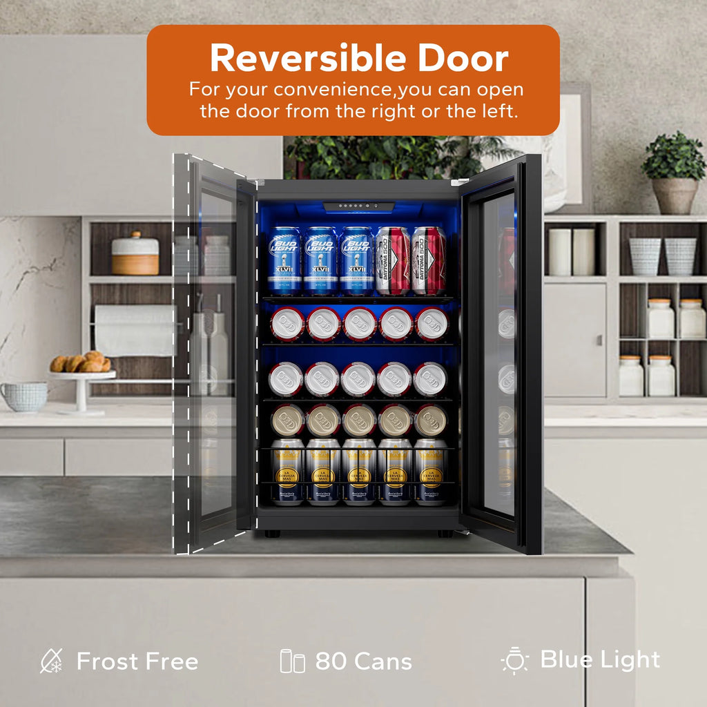 77 Can Freestanding Beverage Refrigerator with Glass Door E371044