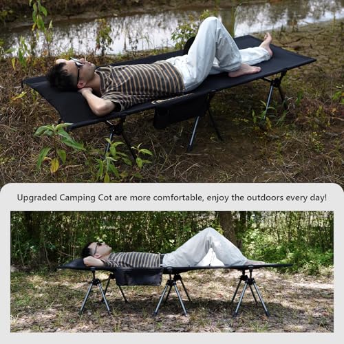 Height Adjustable Camping Cot Black I367