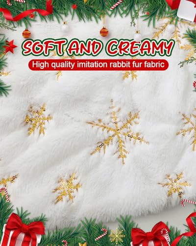 White 48 Inches Faux Fur Christmas Tree Skirt K7535
