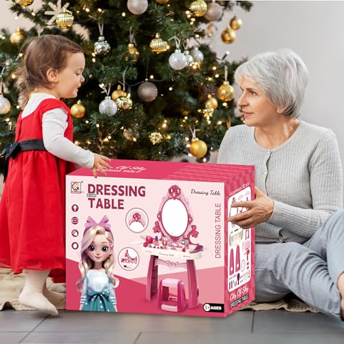 Toddler Vanity Makeup Table Toy with Mirror & Chair H40594
