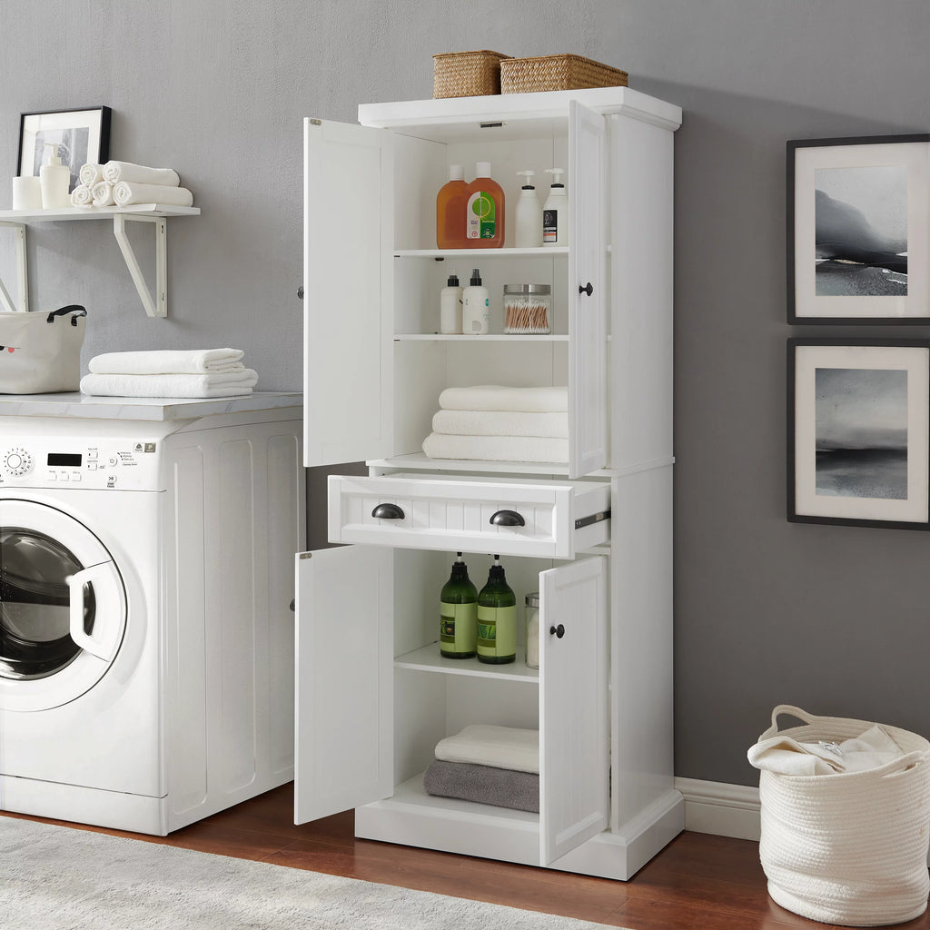 Distressed White Black Wood Pantry Y664
