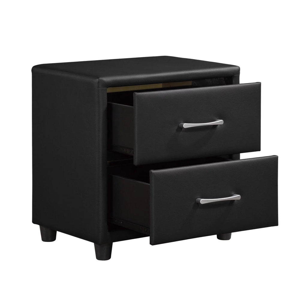 Black Faux Leather 3pc Eastern King Size Bedroom Set H750