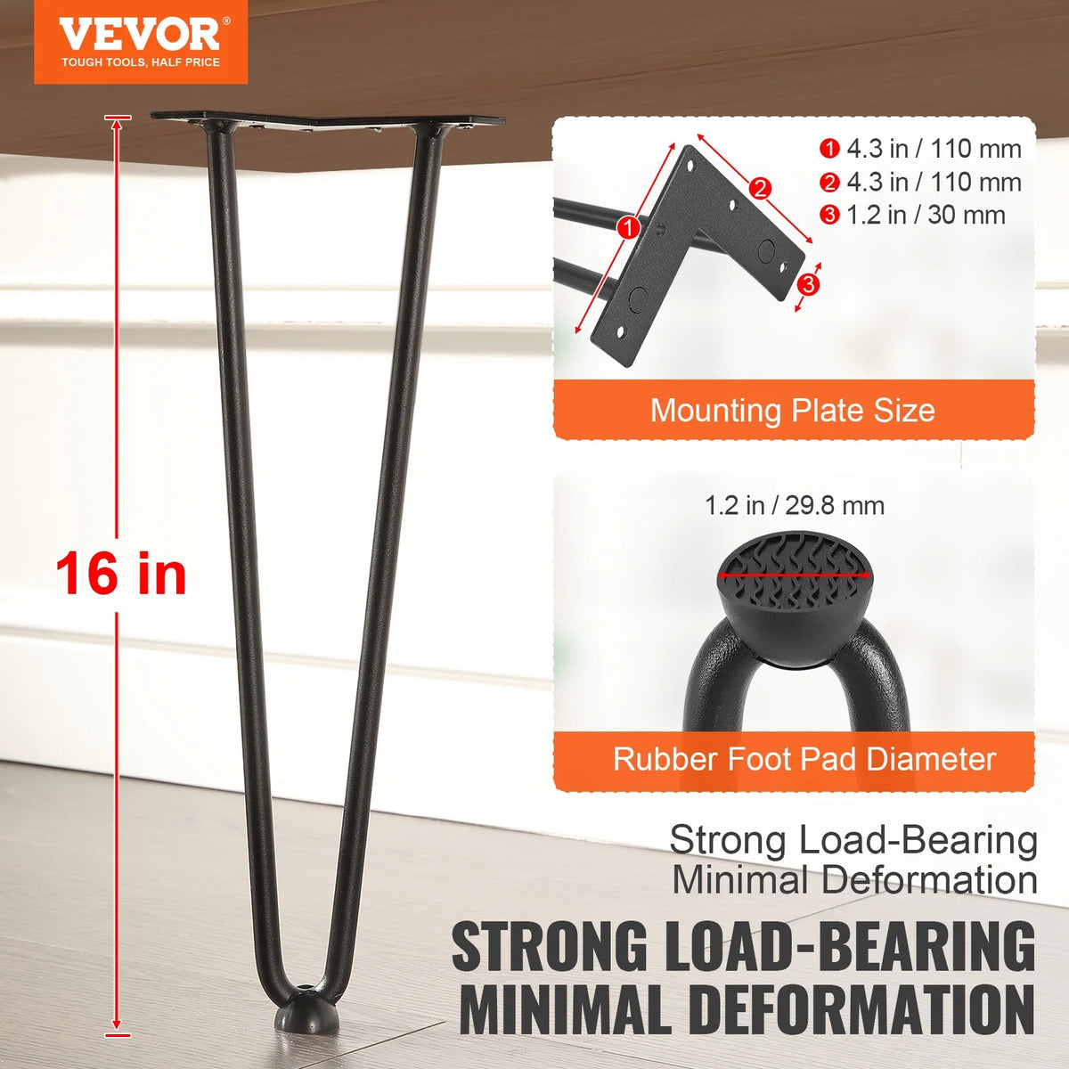 16" Solid Metal Heavy Duty Furniture Legs R238913