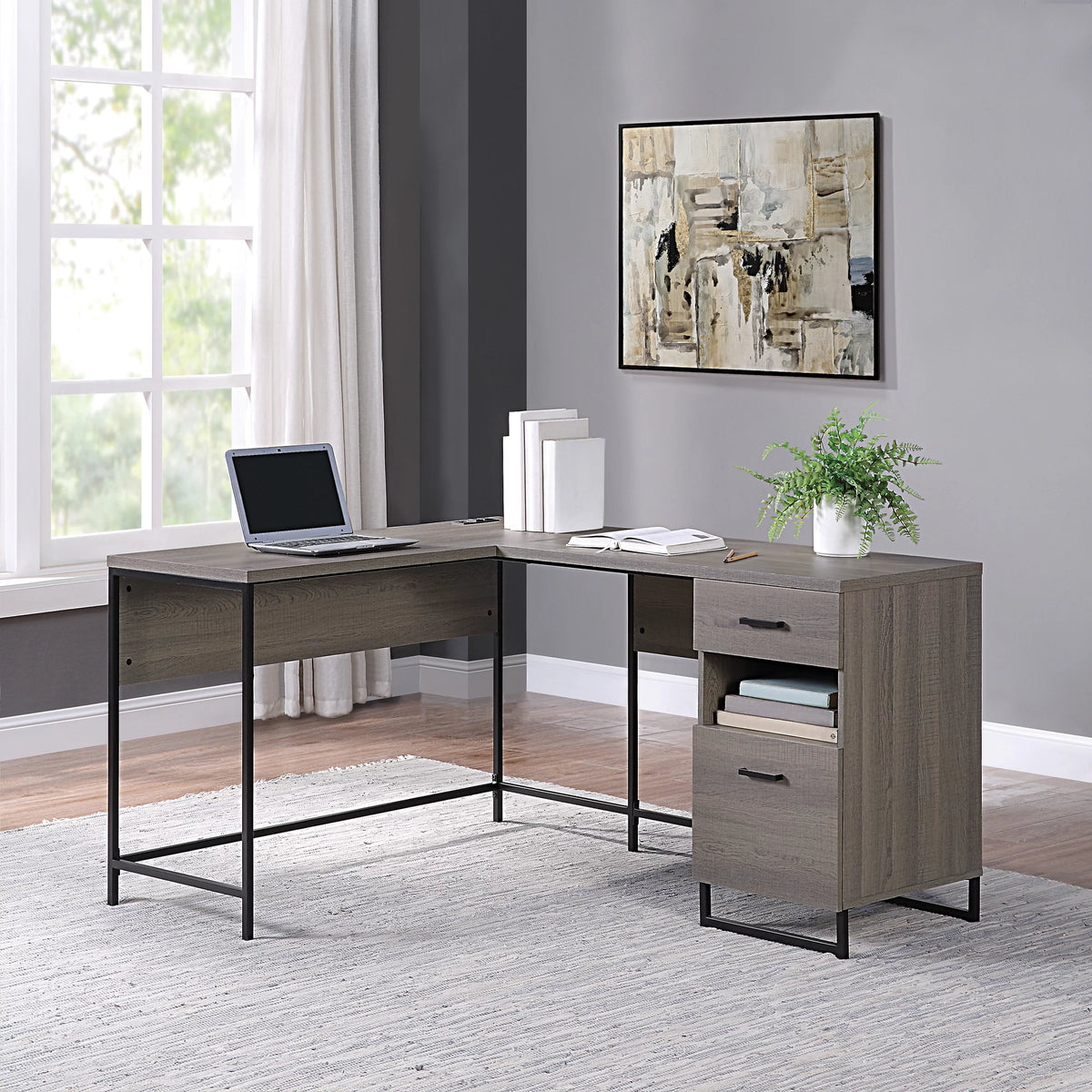 L-Shape Desk with Power and Storage M90572