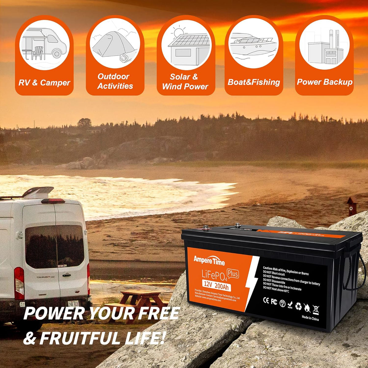 12V 200Ah Lithium LiFePO4 Battery with 200A BMS R95594