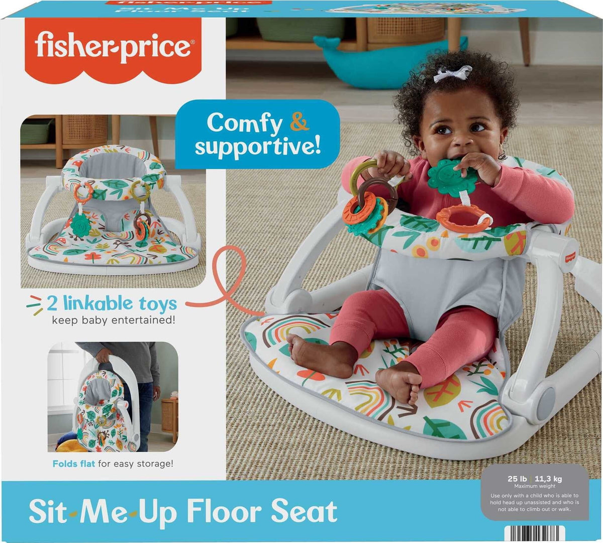 Portable Infant Floor Seat with 2 Toys X387437