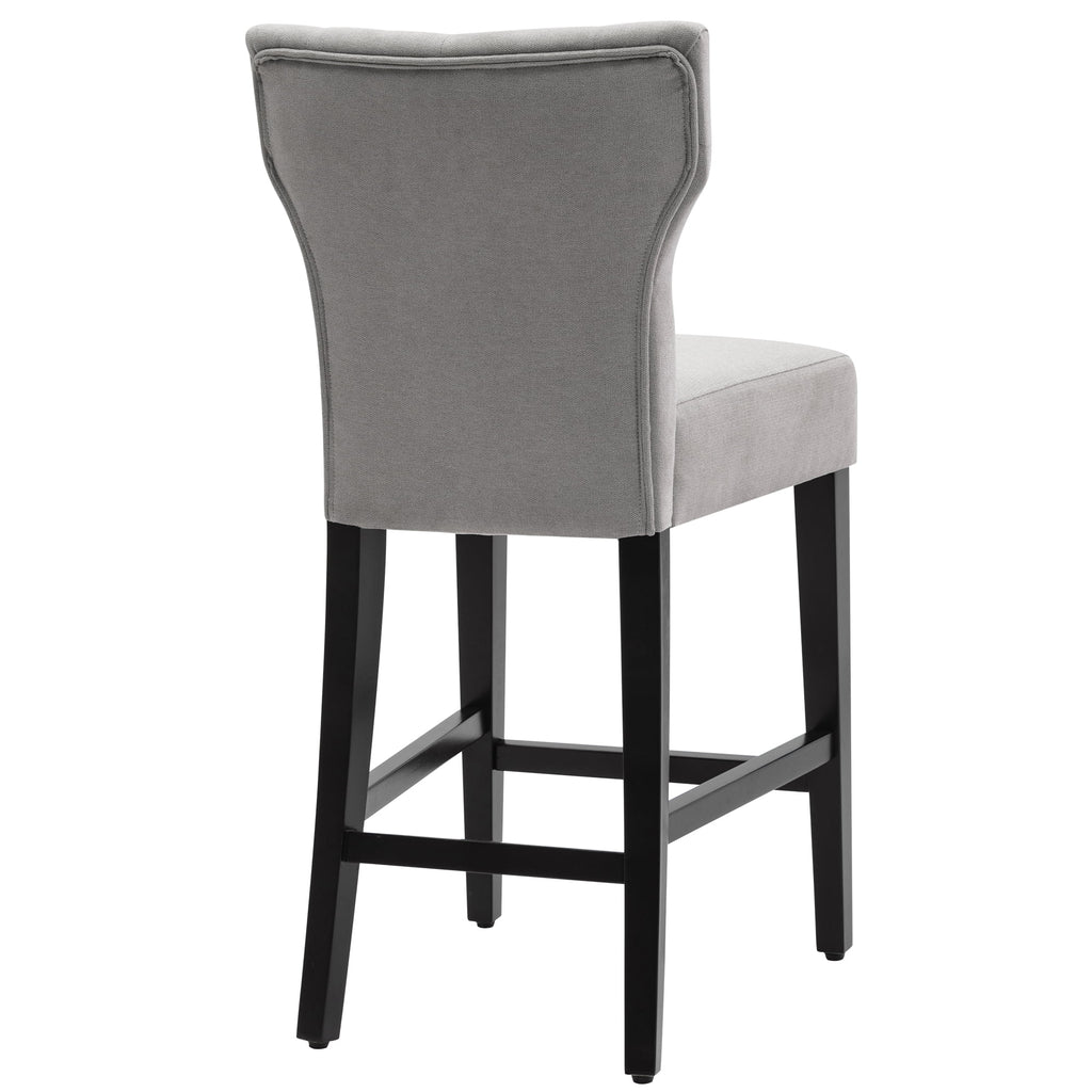 Gray Set of 2 Wood and Fabric Bar Stool S7612