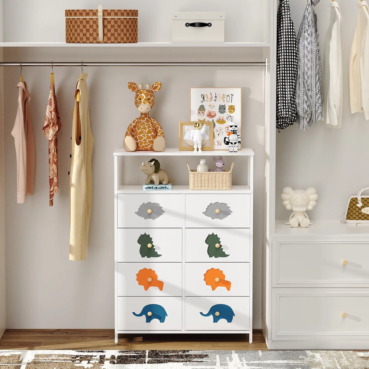 White 6 Drawer Kids Dresser with Shelf K177819
