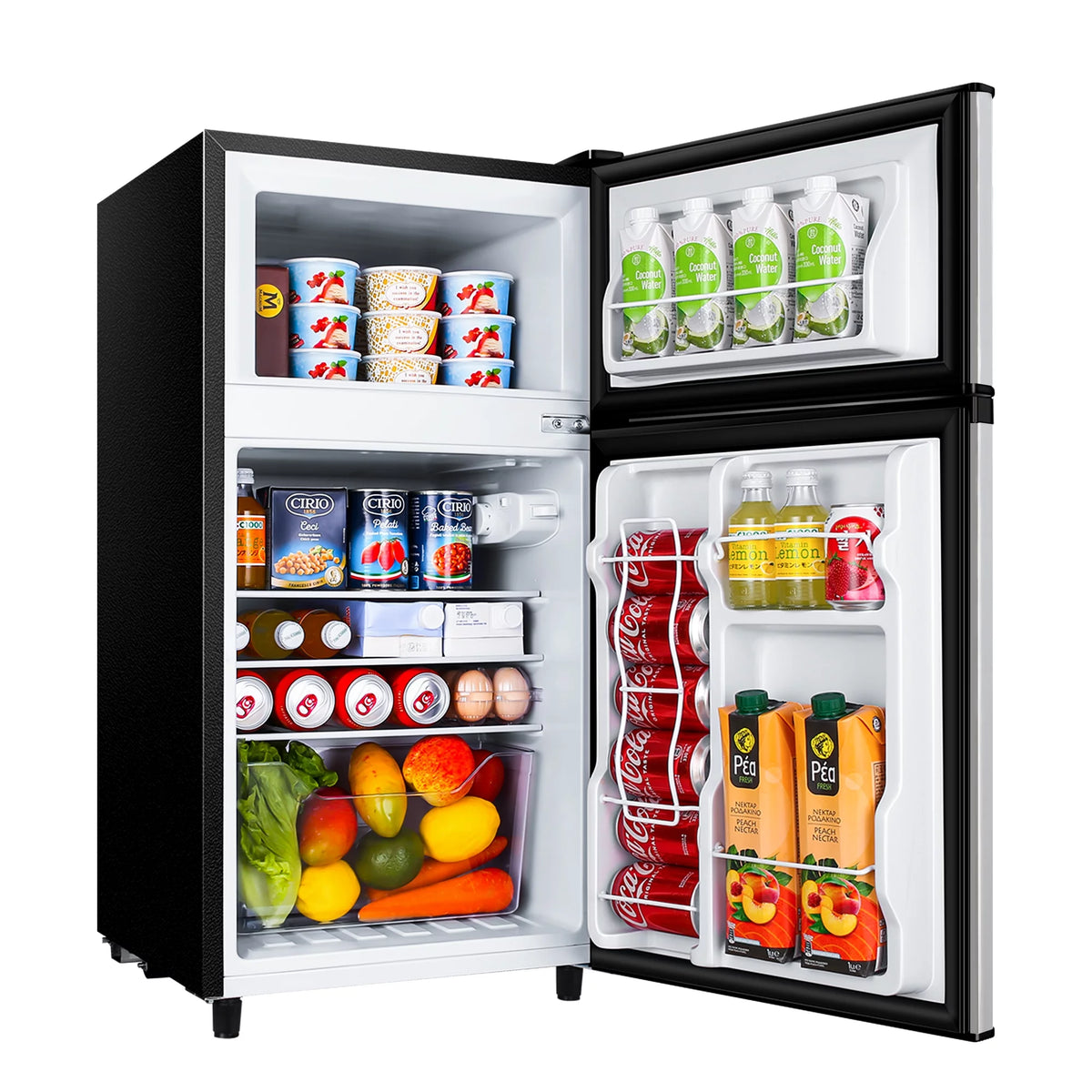 3.5 Cu ft Two Door Mini Fridge with Freezer, Black N77599